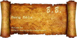 Berg Béla névjegykártya